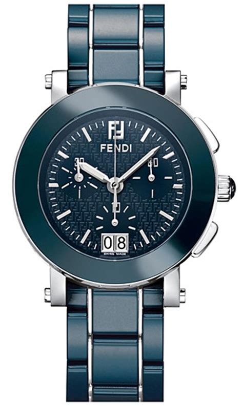 fendi blue chronograph ceramic round watch|Fendi Blue Dial Ladies Chronograph Ceramic Watch F663130.